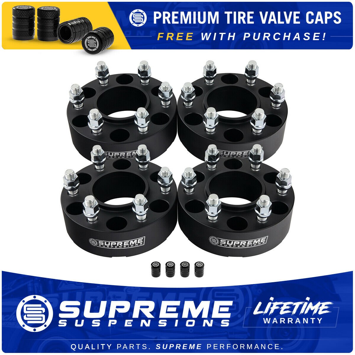 Hub Centric Wheel Spacers For Jeep WJ WK Wrangler JK - 5x 127mm BP + Valve Caps