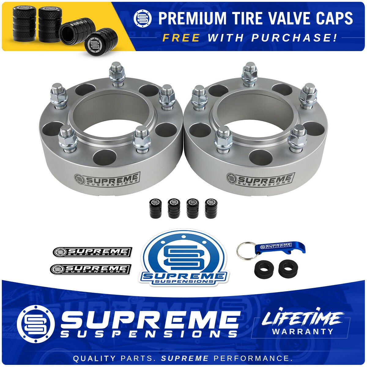 Hub Centric Wheel Spacers Fits 07-20 Toyota Tundra 5x150mm 2pc Set + Tire Valve Caps
