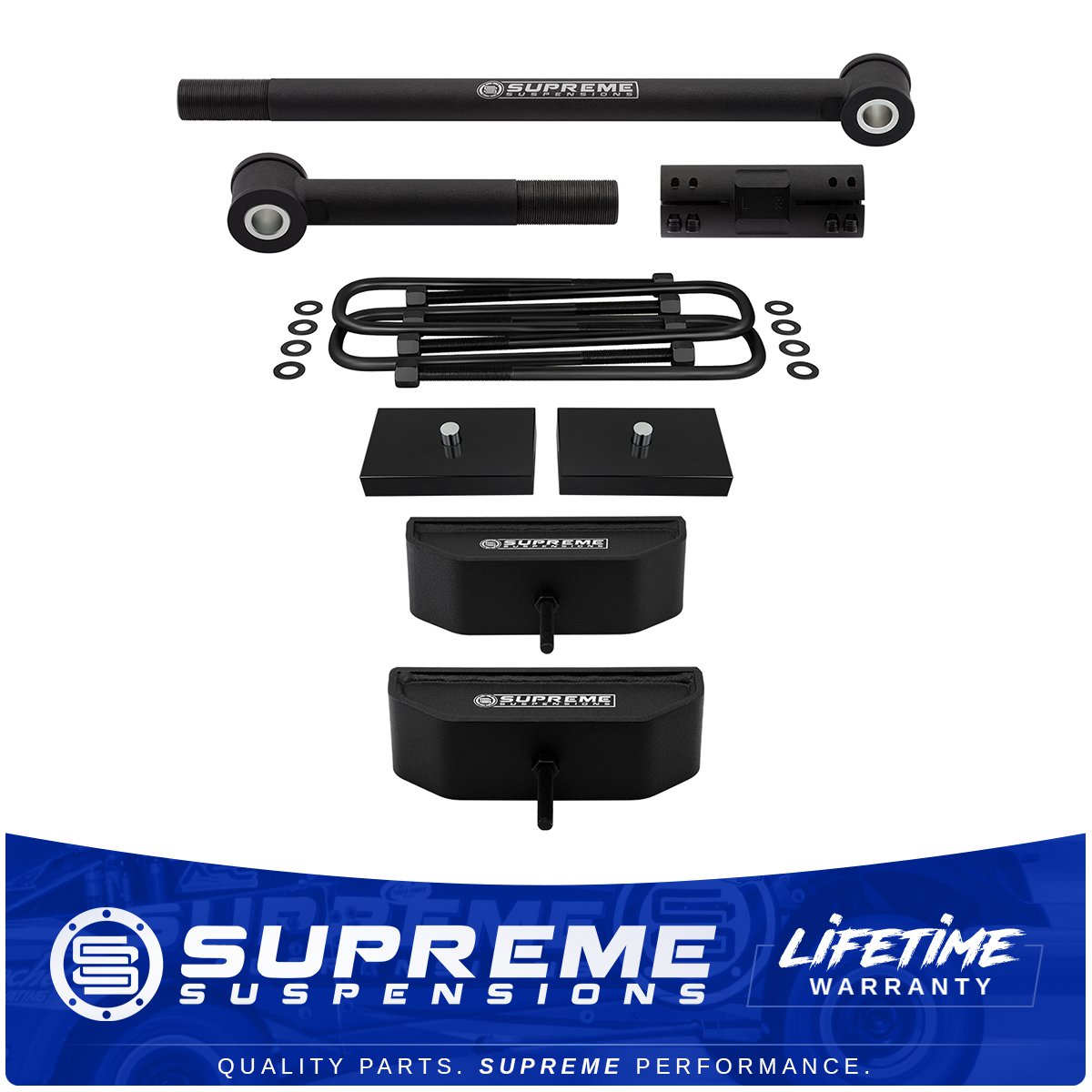 00-04 Ford Excursion Blk 2.5" Fr + 2" Rr Ful lLift Leveling Kit + Track Bar 4WD