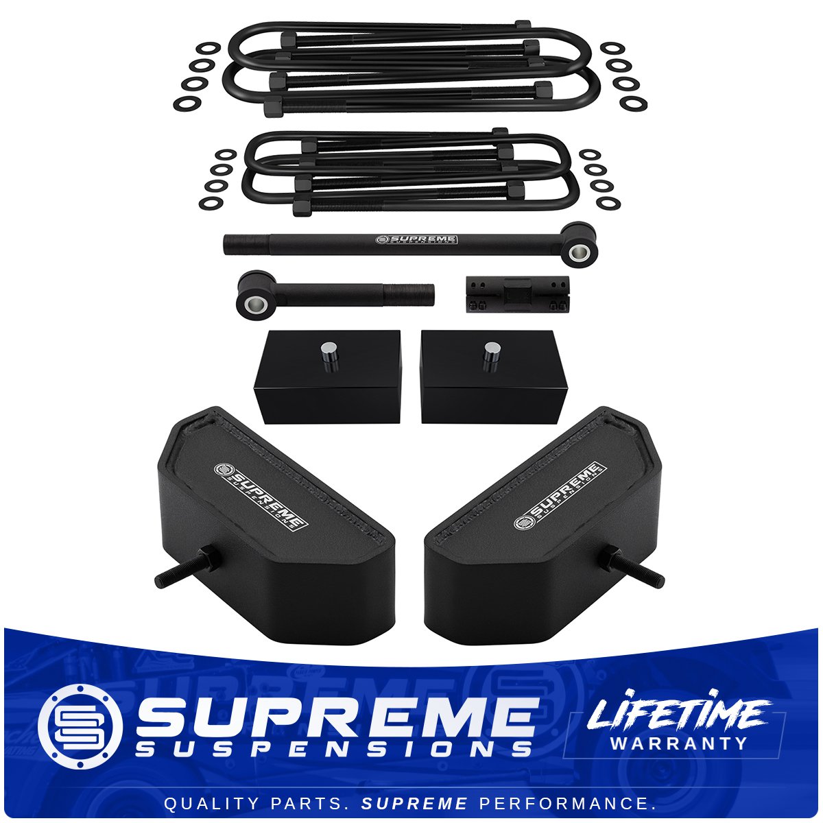 00-04 Ford Excursion 3.5" Front + 2" Rear Lift Level Kit 4WD w Adj Track Bar