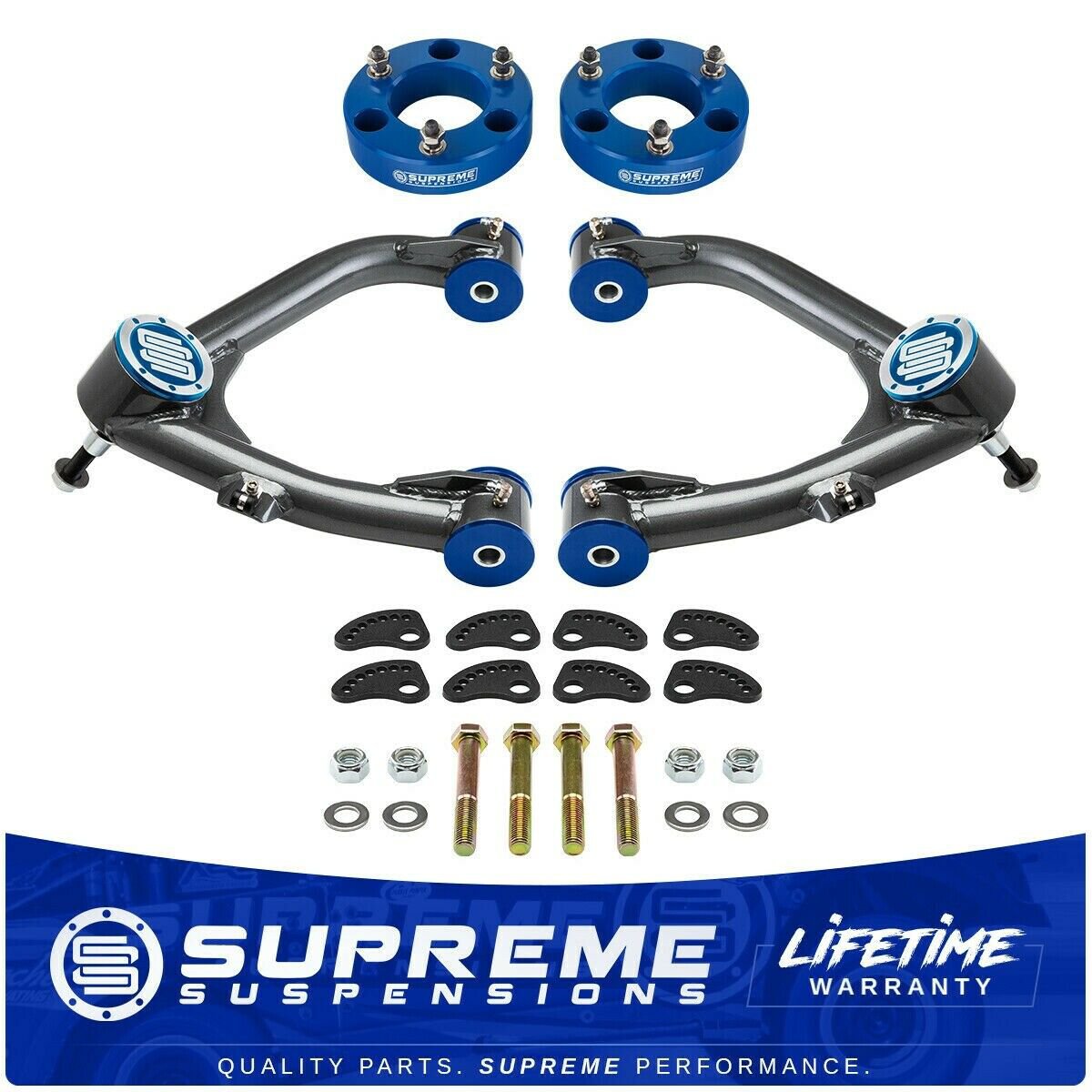 3" Front Lift Strut Spacers w/ Uni-Ball UCA for 2007-2018 Silverado Sierra 1500 2WD 4WD