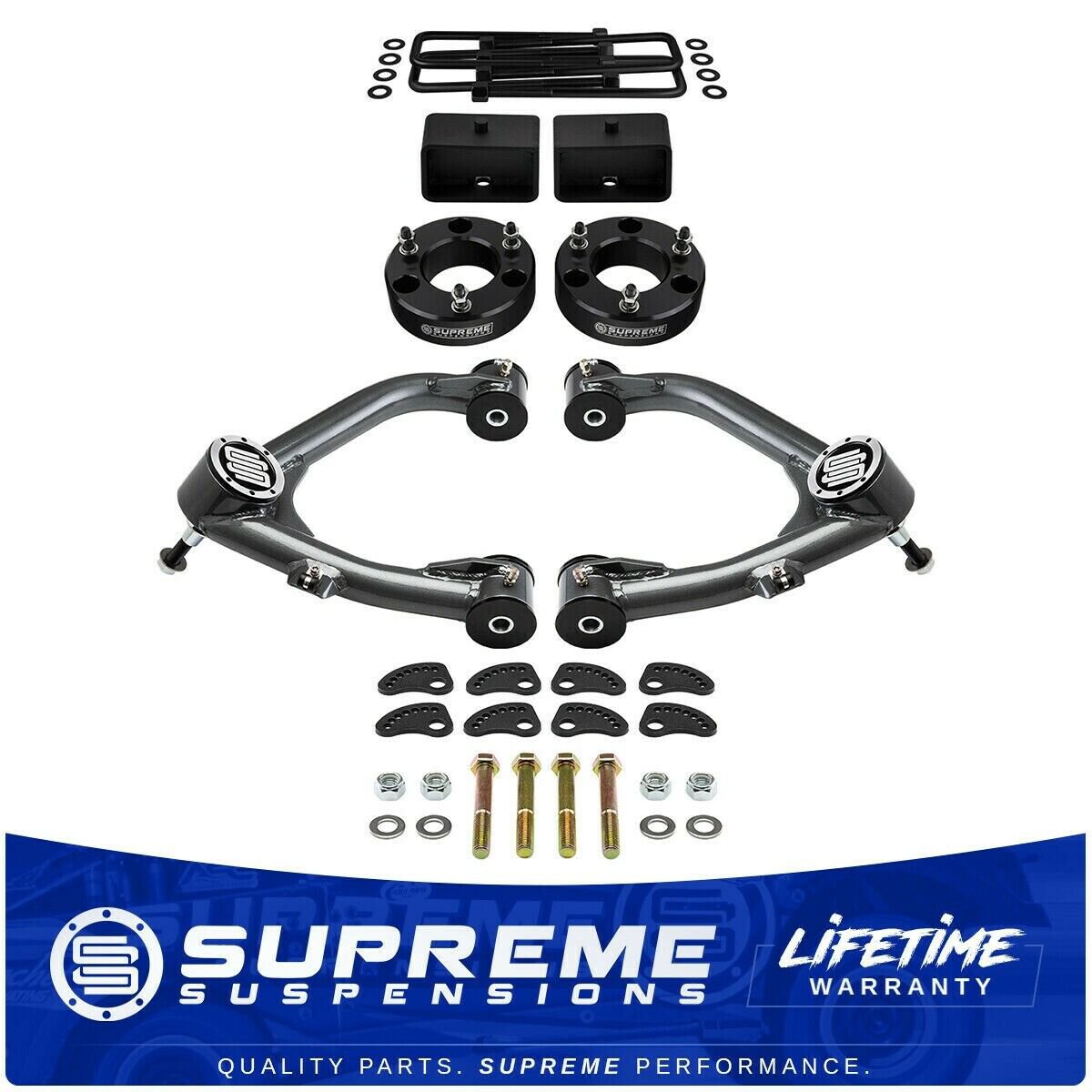 3" Full Lift Kit + Uni-Ball Upper Control Arms for 07-18 Silverado Sierra 1500 2WD 4WD