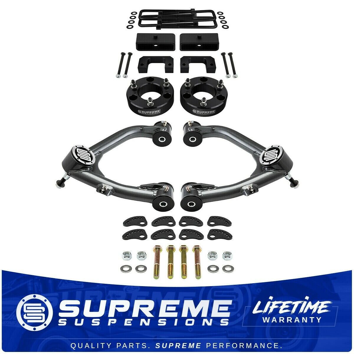 3.5" Front + 1.5" Rear Lift Kit + UniBall UCA for 2007-2018 Chevy Silverado 1500 2WD 4WD