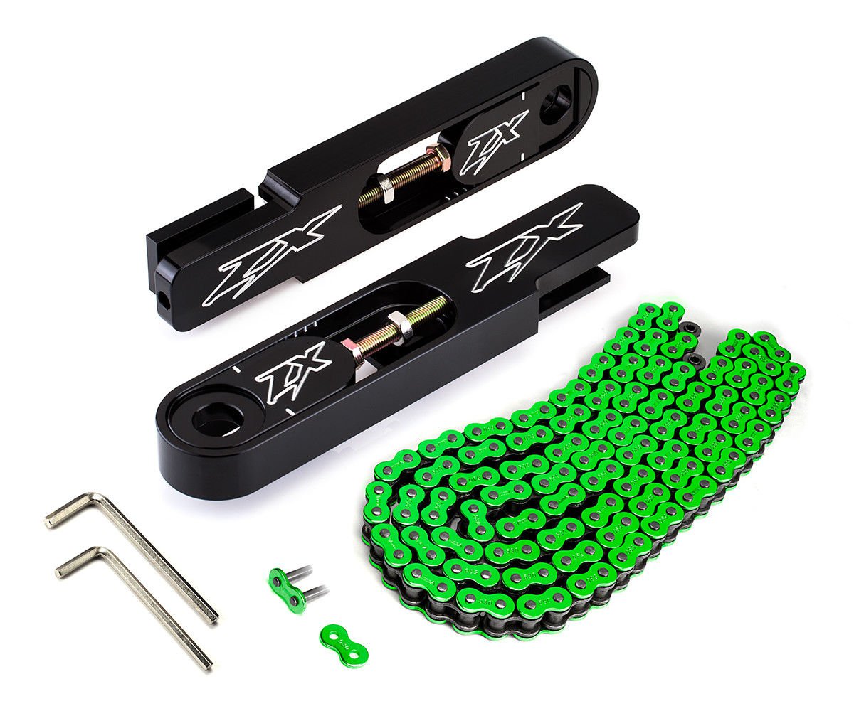 19982002 Kawasaki Ninja ZX6R Swing Arm Extenders + Green Chain Kit
