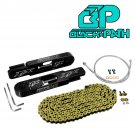 1998-2002 Kawasaki Ninja ZX-6R Swing Arm Extenders Brake Hose Gold Chain Kit