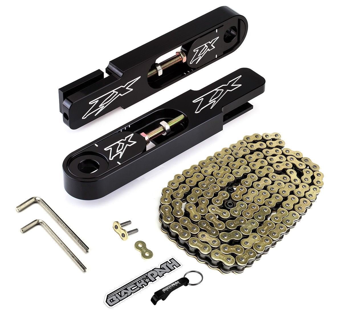 20032004 Ninja ZX6R ZX6RR SwingArm Extensions + Gold Chain Kit