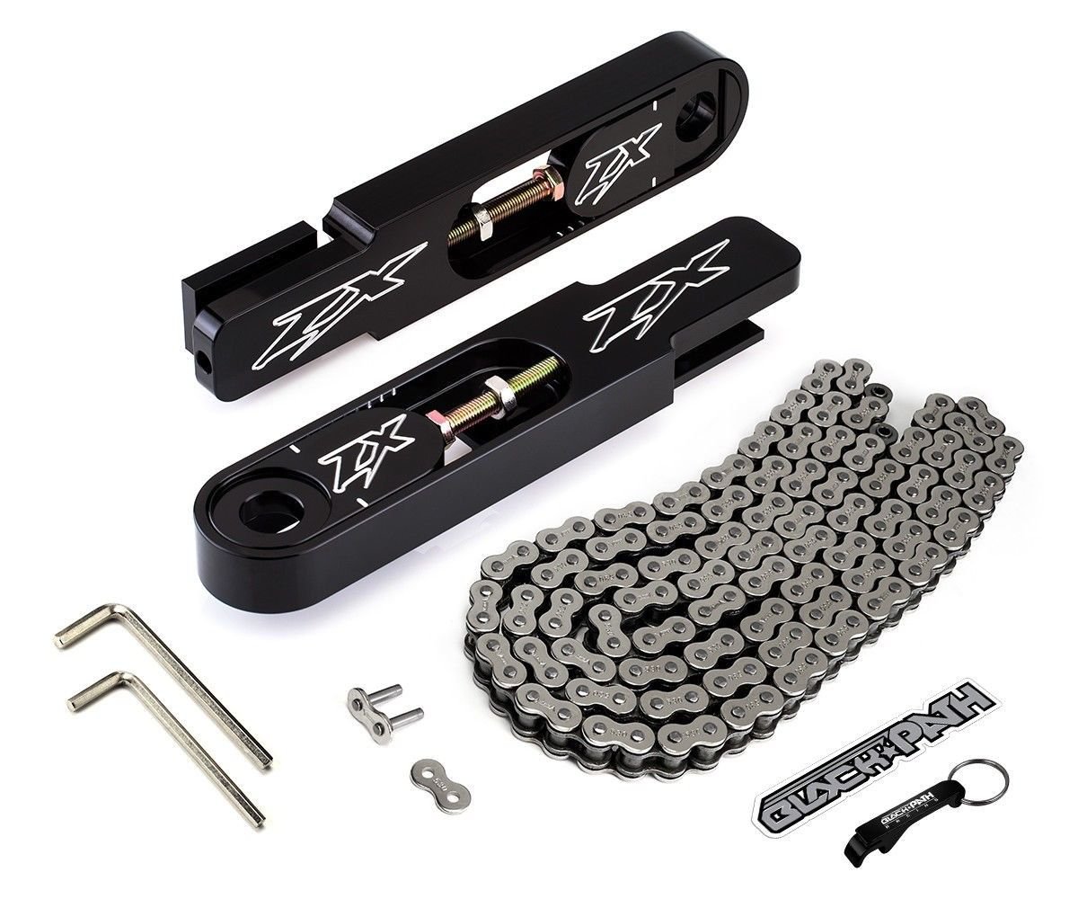 2002-2003 Ninja ZX-9R SwingArm Extensions + Nickel Chain Kit Black