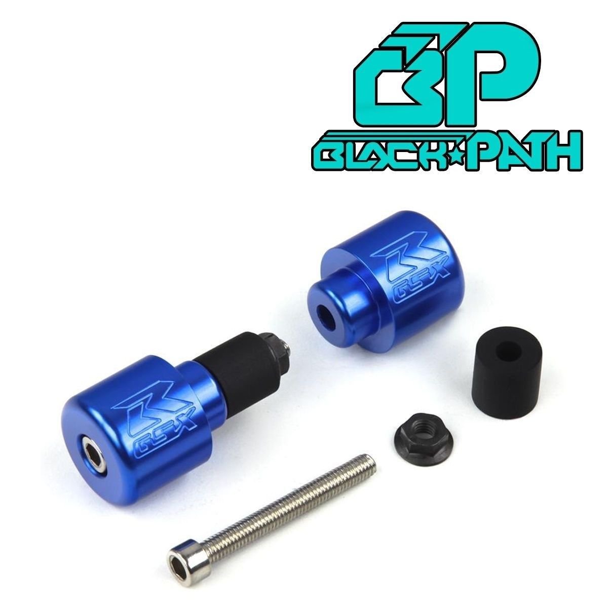 BP 1986-1998 Suzuki GSXR 1100 Style Blue Barends Engraved Bar End Path