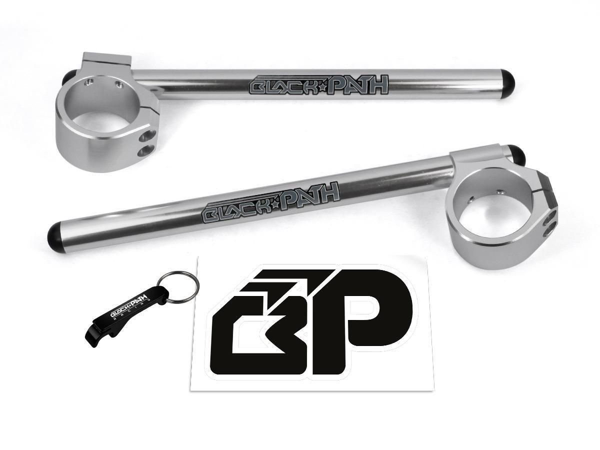 BP Silver Racing Clip On Handlebars fits ALL 50MM Forks Adjustable ClipOn