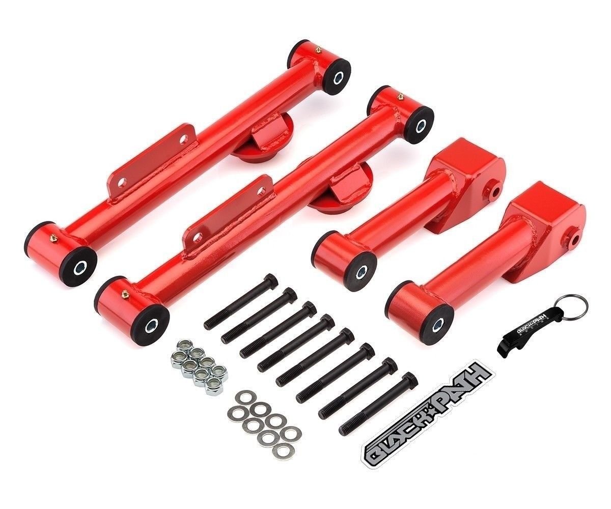 1979-2004 Ford Mustang Full Set Upper Lower 4 Piece Rear Control Arms Kit Red