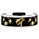 Free engraving 8mm Golden Duck and Fish Design Tungsten Ring