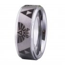 Free engraving 8mm Zelda Design Matte Silver Tungsten Ring
