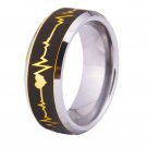 Free engraving 8mm Heart Beat Design Golden Tungsten Ring