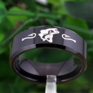 Free engraving 8mm Fishing And Hooks Design Black Bevel Tungsten Ring