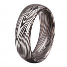 Free engraving 8mm Damascus Steel Design Black Dome Tungsten Ring