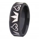 Free engraving 8mm King and Hearts Design Black Step Tungsten Ring