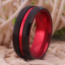 Free engraving 8mm Red Aluminum With Black Tungsten Ring