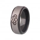 Free Engraving 8mm Infinity Heart Design Matte Silver Black Step Tungsten Ring