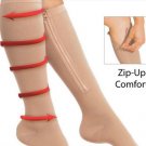 Nude Compression Socks Toe Open Leg Support Stocking Knee High Socks with Zipper