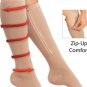 Nude Compression Socks Toe Open Leg Support Stocking Knee High Socks with Zipper