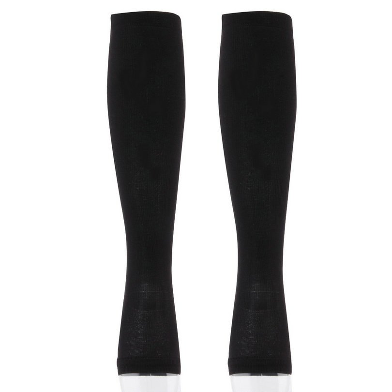 Black Compression Socks Toe Open Leg Support Stocking Knee High Socks with Zipper