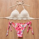 Women Padded Lacework Swimsuits sexy triangle bikini hand-knitted Crochet Bikini Set