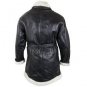 Ladies Lucky Leather 111S Black Leather Long Shearling Coat with Belt