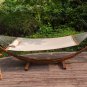 LazyDaze Hammocks 55" Double Quilted Fabric Hammock Swing with Pillow, Natural