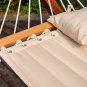 LazyDaze Hammocks 55" Double Quilted Fabric Hammock Swing with Pillow, Natural