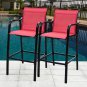 Outdoor Counter Height Bar Stool All Weather 2 PCS Set (Red)