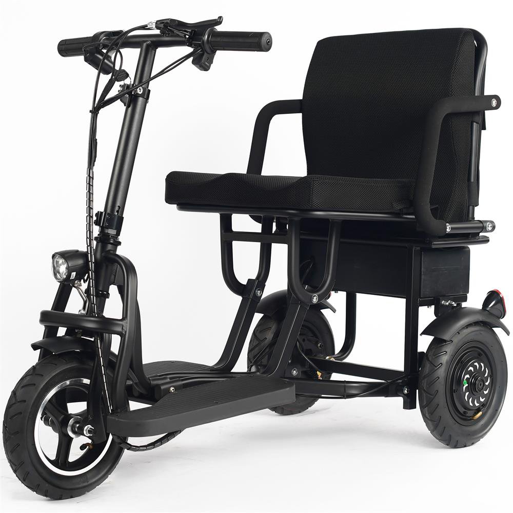MotoTec Folding Mobility Electric Trike 48v 700w Dual Motor Lithium Black
