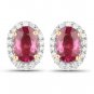 1.23 Carat Genuine Ruby and White Diamond 18K Yellow Gold Earrings
