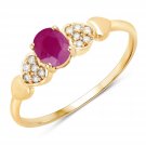 0.36 Carat Genuine Ruby and White Diamond 14K Yellow Gold (Promise) Ring