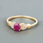 0.36 Carat Genuine Ruby and White Diamond 14K Yellow Gold (Promise) Ring