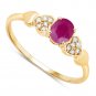 0.36 Carat Genuine Ruby and White Diamond 14K Yellow Gold (Promise) Ring