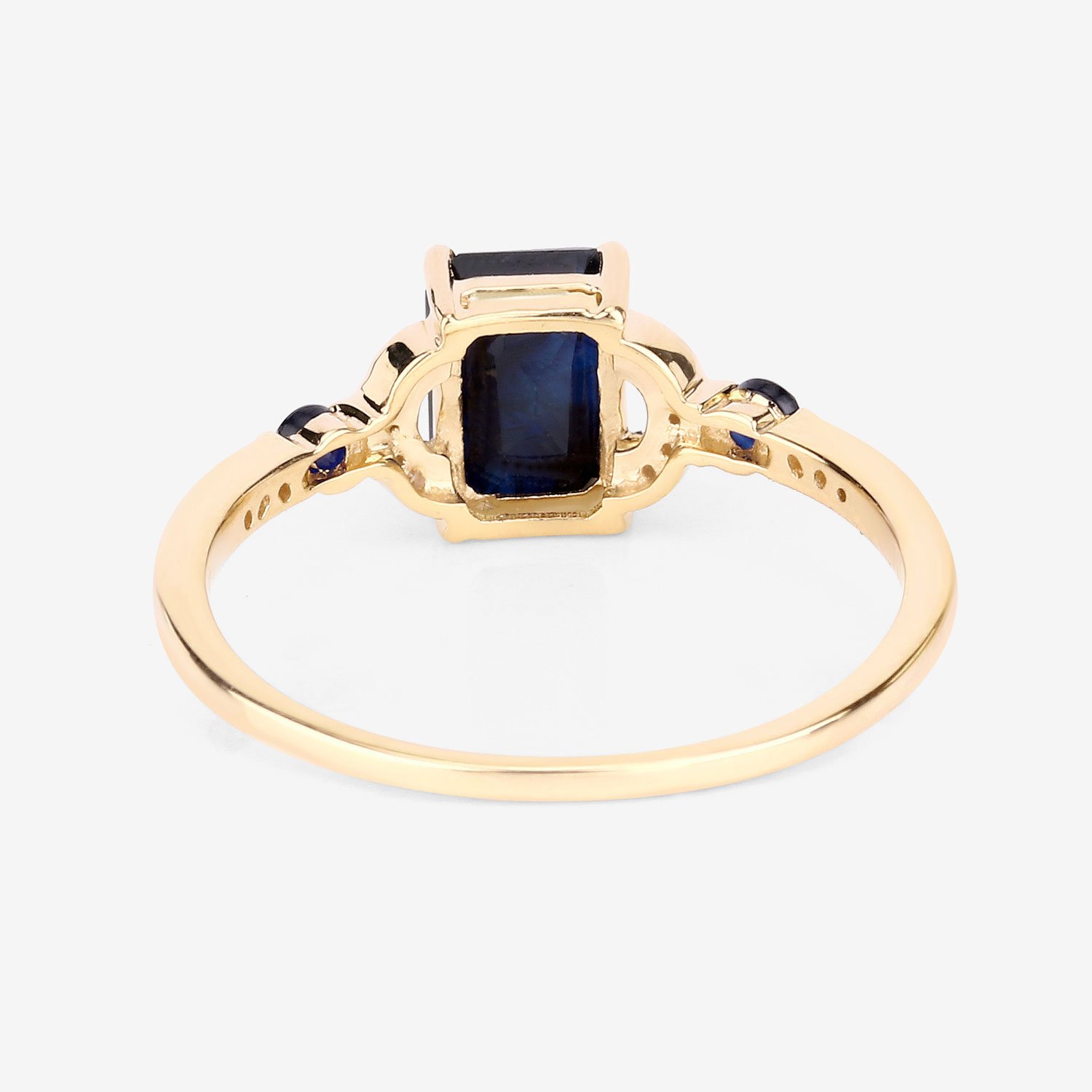 4.69 Carat Genuine Blue Sapphire and White Diamond 14K Yellow Gold Ring main image 1