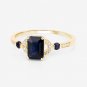 1.64 Carat Genuine Blue Sapphire and White Diamond 14K Yellow Gold (Promise)Ring
