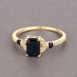 1.64 Carat Genuine Blue Sapphire and White Diamond 14K Yellow Gold (Promise)Ring