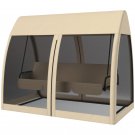 Outsunny 3 Seat Outdoor Swing Chair Convertible Covered Day Bed with Canopy,