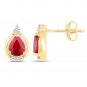 1.36 Carat Genuine Ruby and White Diamond 14K Yellow Gold Earrings  SKU: QE18028RWD-14KY