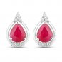 1.36 Carat Genuine Ruby and White Diamond 14K Yellow Gold Earrings  SKU: QE18028RWD-14KY
