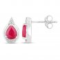 1.36 Carat Genuine Ruby and White Diamond 14K Yellow Gold Earrings  SKU: QE18028RWD-14KY