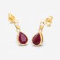 1.65 Carat Genuine Ruby and White Diamond 10K Yellow Gold Earrings