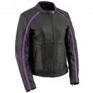 Milwaukee Leather X1952 Women's Black And Purple Embroidered And Stud Design Jacket