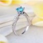 14K White Gold Vintage Wedding Engagement Ring Swiss Blue Topaz Natural Diamond
