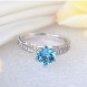 14K White Gold Vintage Wedding Engagement Ring Swiss Blue Topaz Natural Diamond