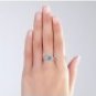 14K White Gold Vintage Wedding Engagement Ring Swiss Blue Topaz Natural Diamond