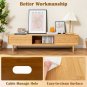 1PC 63 Inches Mid Century Modern Bamboo TV Stand with Sliding Doors TV Stand