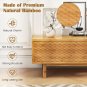 1PC 63 Inches Mid Century Modern Bamboo TV Stand with Sliding Doors TV Stand