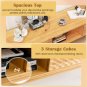 1PC 63 Inches Mid Century Modern Bamboo TV Stand with Sliding Doors TV Stand